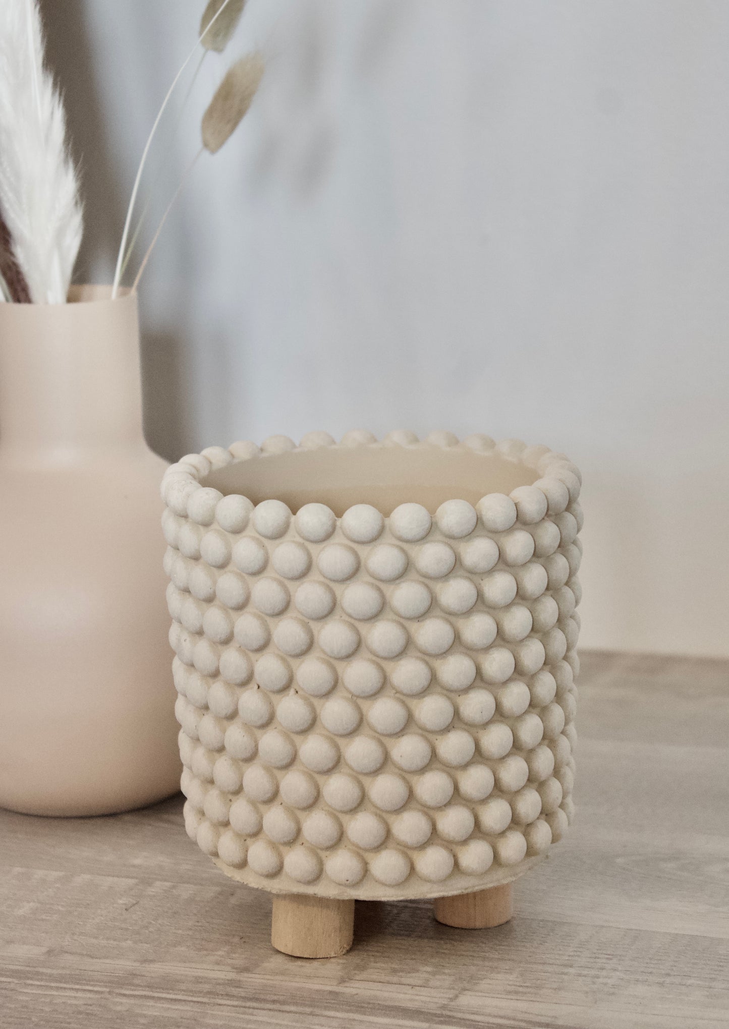 Cache-Pot Beige avec pois - 3 1/2 pouces
