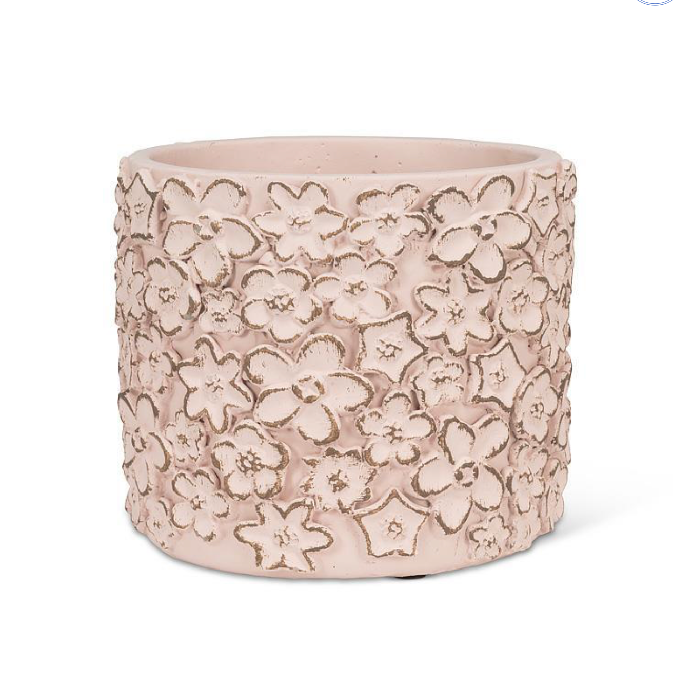 Cache-pot en céramique - fleurette rose - 5 pouces