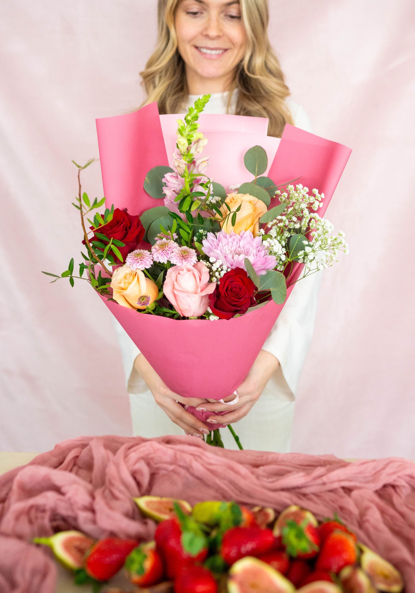 Bouquet de fleurs avec rose - choix du fleuriste - format à choisir