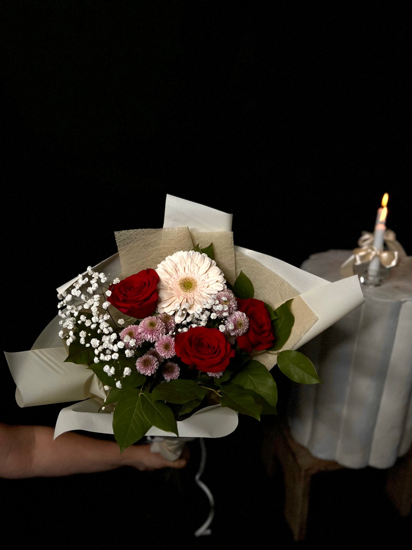 Bouquet de fleurs avec rose - choix du fleuriste - format à choisir
