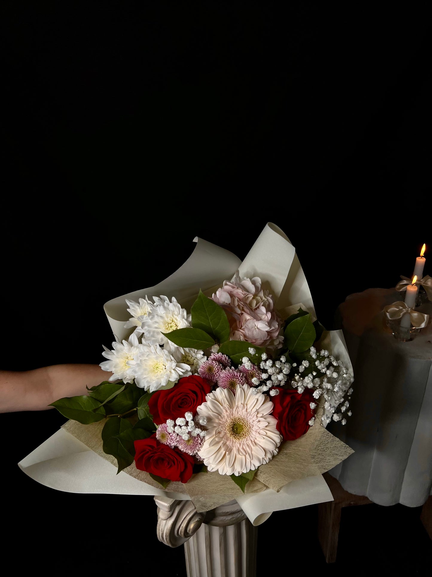 Bouquet de fleurs avec rose - choix du fleuriste - format à choisir
