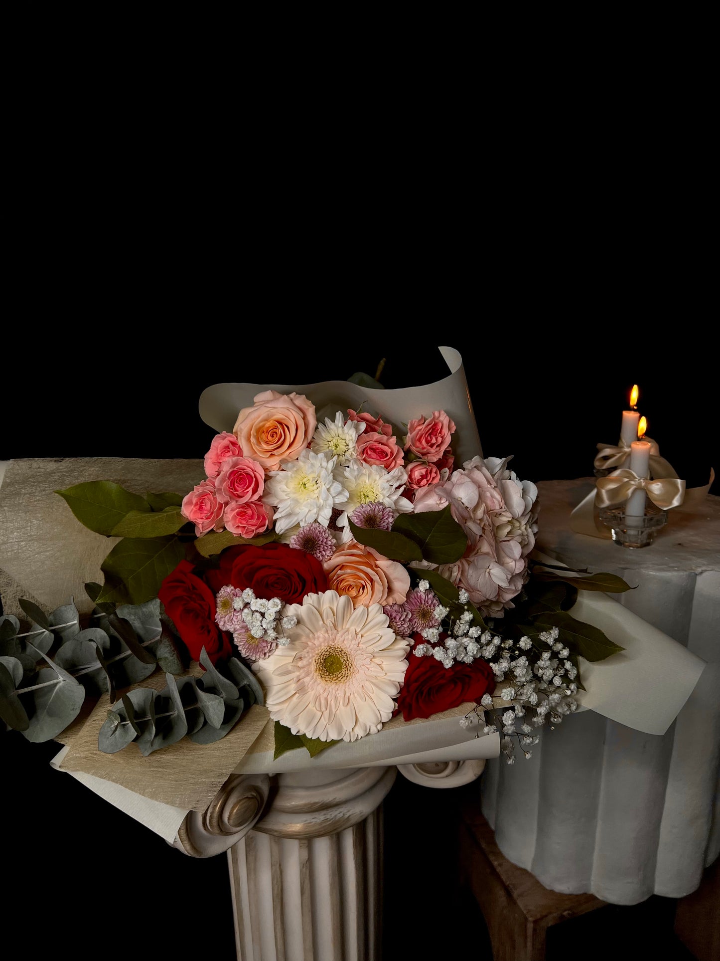 Bouquet de fleurs avec rose - choix du fleuriste - format à choisir