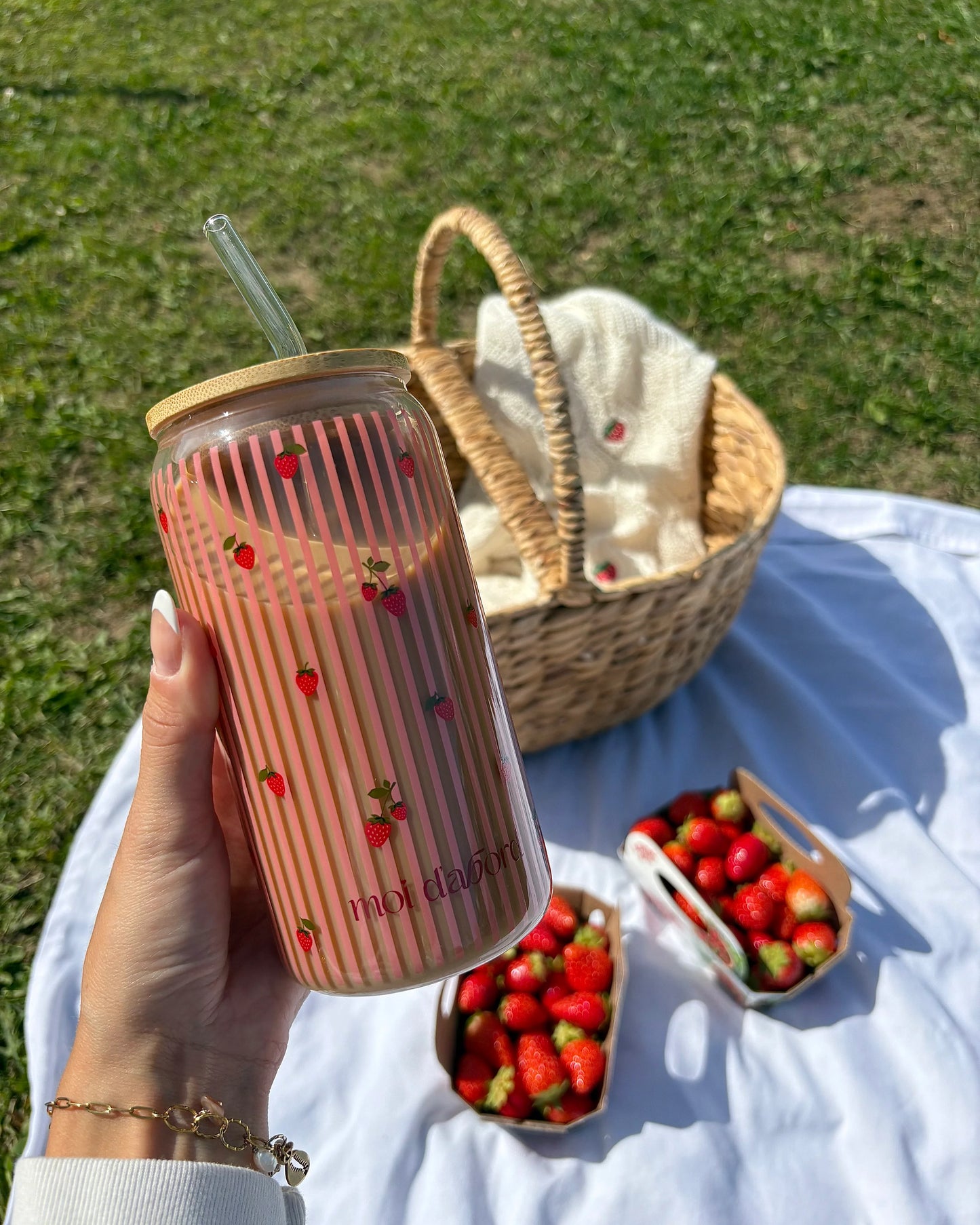 Moi D'abord - Tumbler en Verre Pique-Nique de Fraises