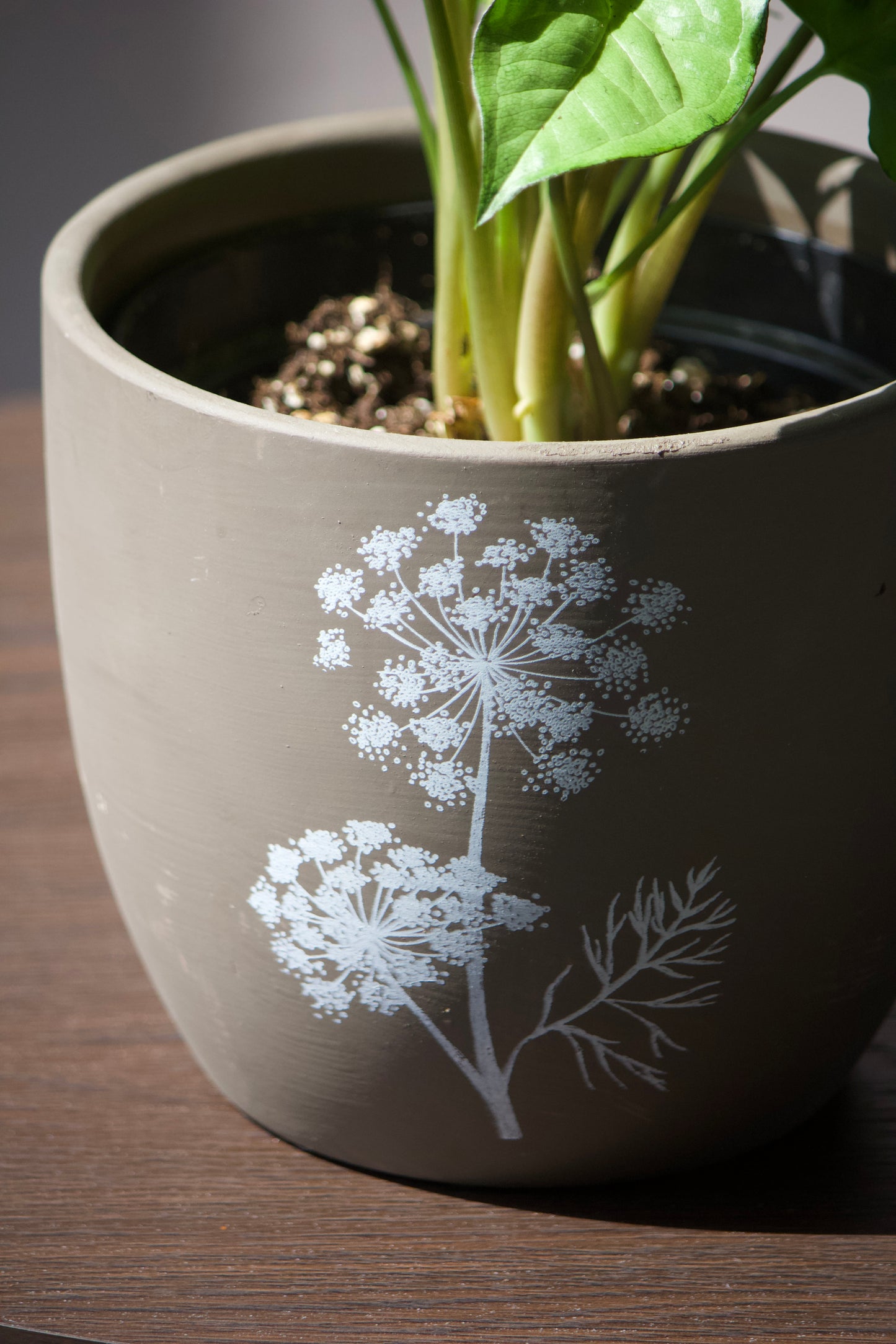 Cache-pot en céramique - Bruns avec fleurs - 6 pouces