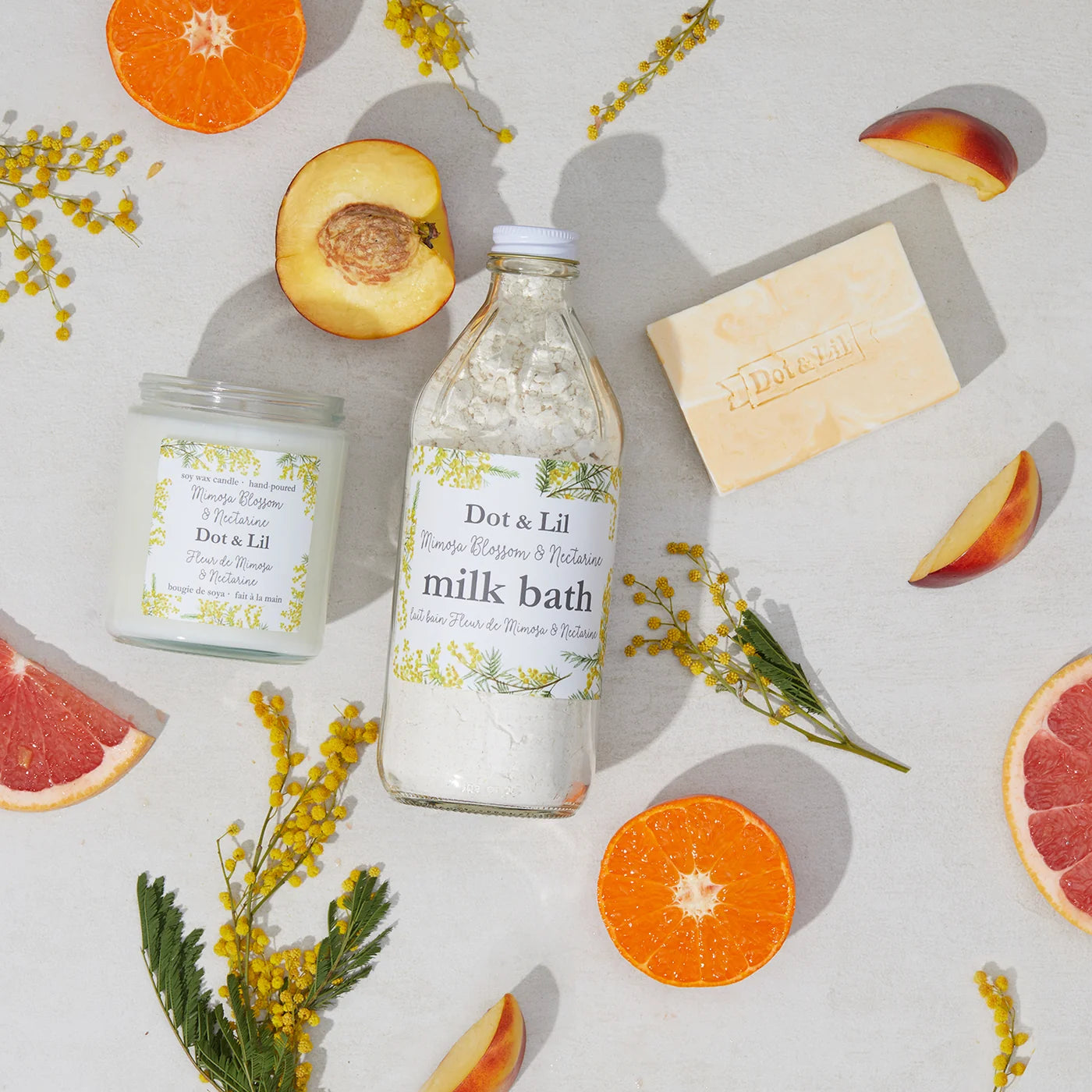 Dot and Lil - Lait de Bain – Fleur de Mimosa & Nectarine