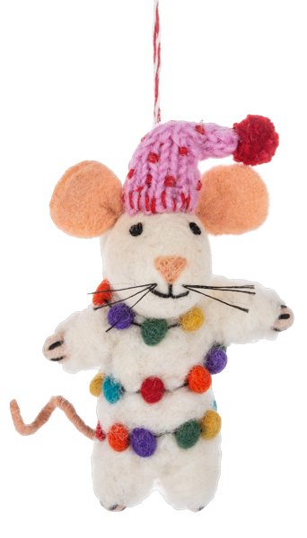 Ornement Artisanal - Souris Peace and Love