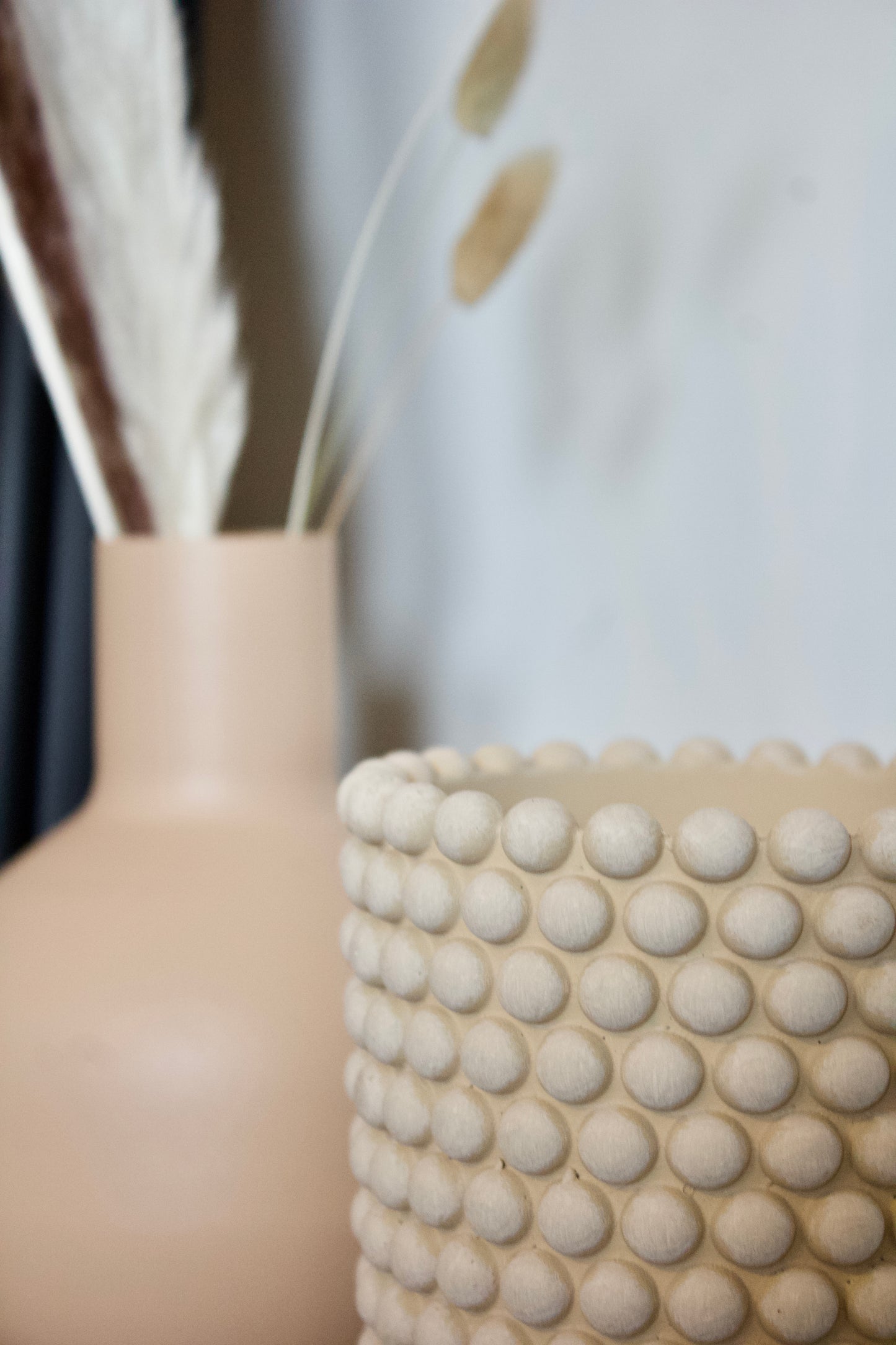 Cache-Pot Beige avec pois - 3 1/2 pouces