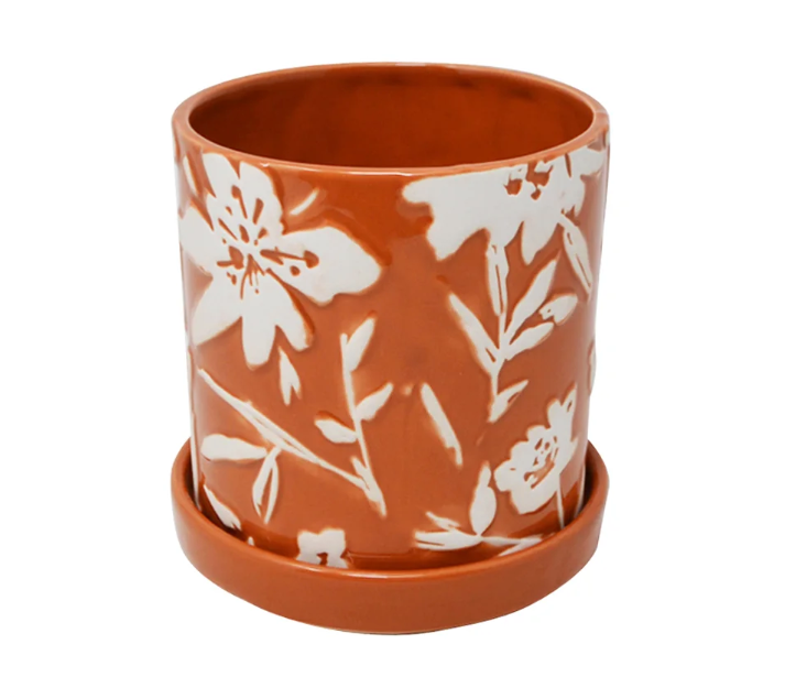 pot floral orange - 4 pouces