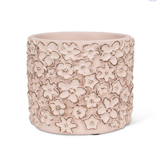 Cache-pot en céramique - fleurette rose - 5 pouces