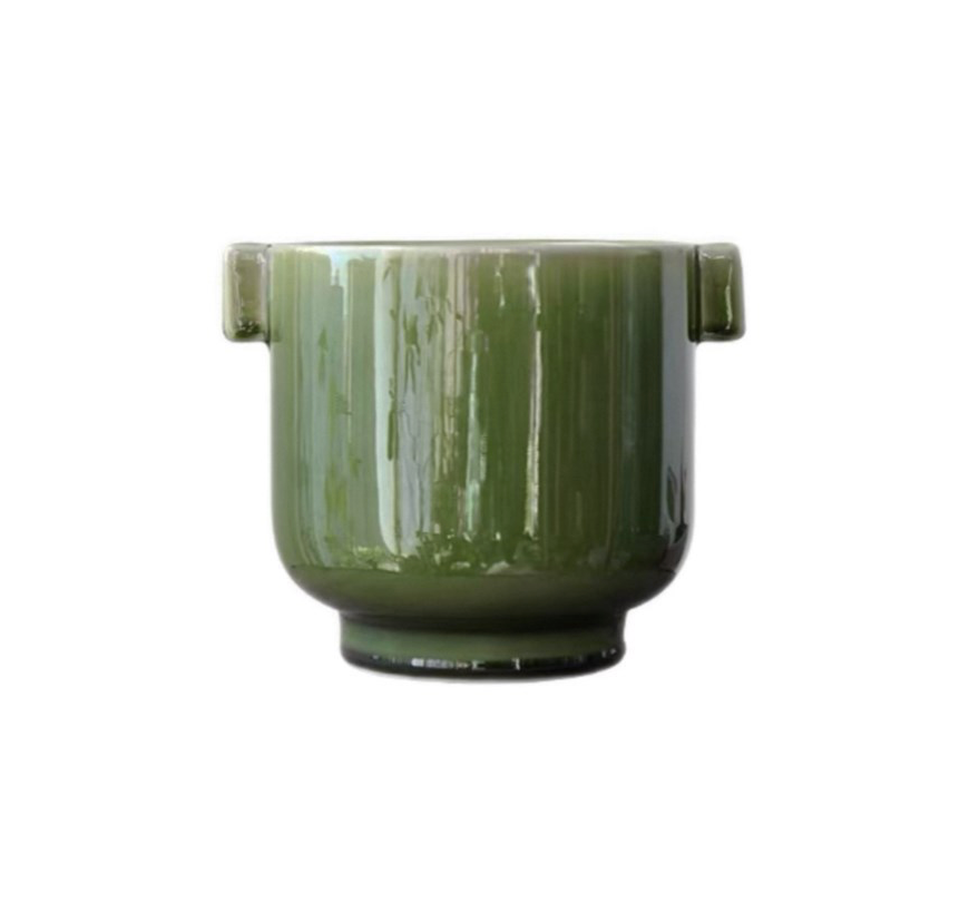 Cache-pot en céramique - Lugano vert - 5 pouces