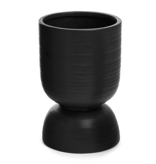 Cache-pot en céramique - Noir asymétrique - 6 pouces