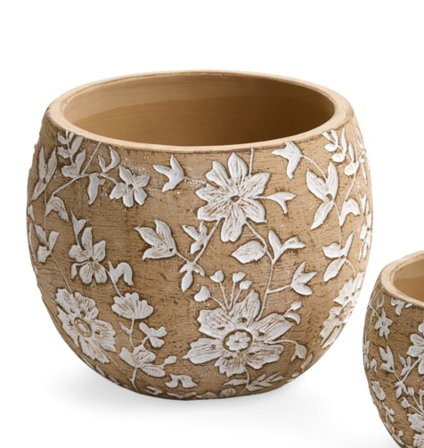 Cache-pot Fleurs Blanches - 5 pouces