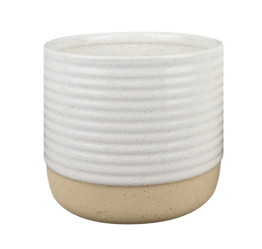 Cache-pot en céramique - blanc et beige - 6 pouces