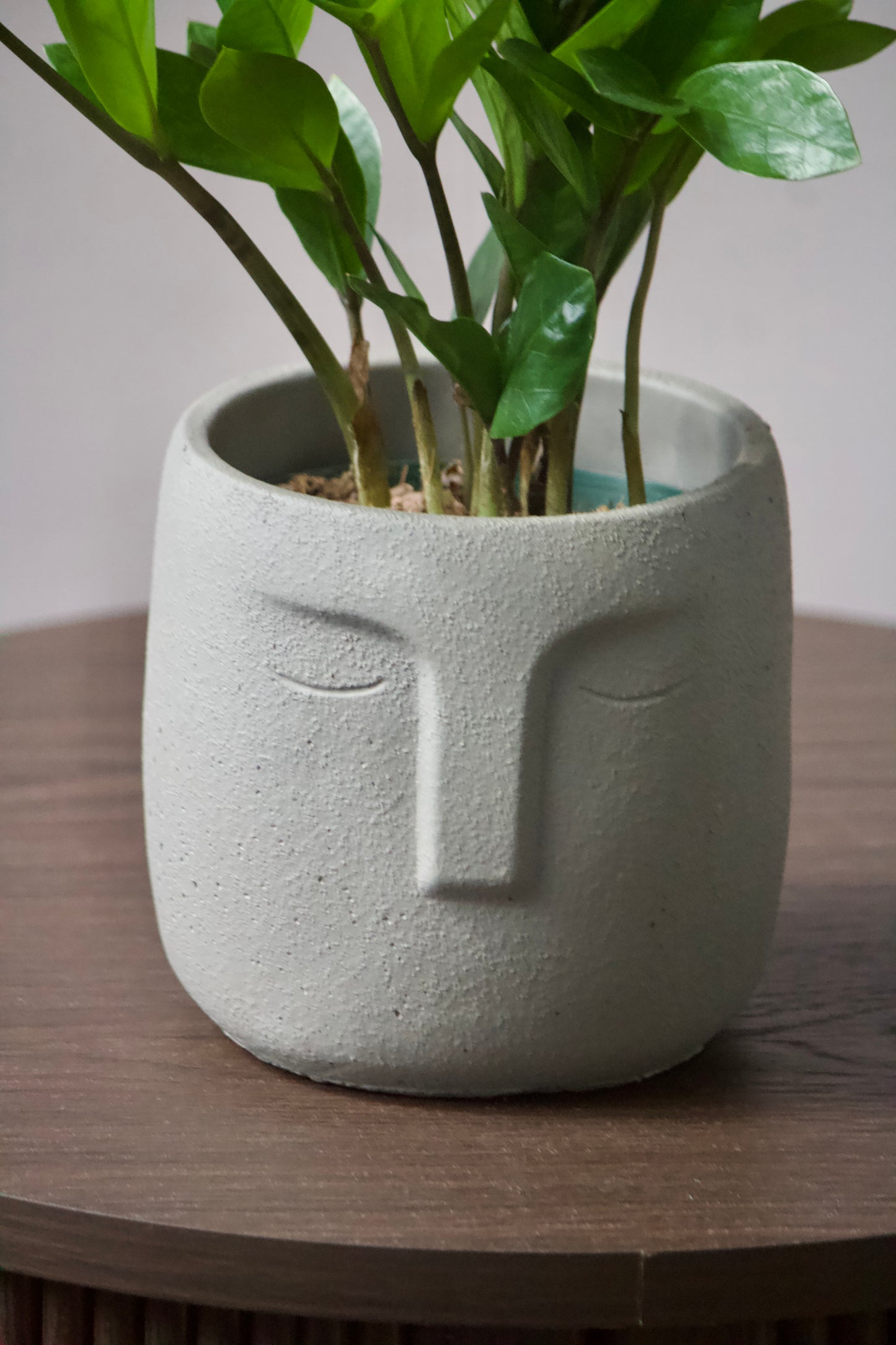Cache-pot en céramique - Visage gris - 5 pouces