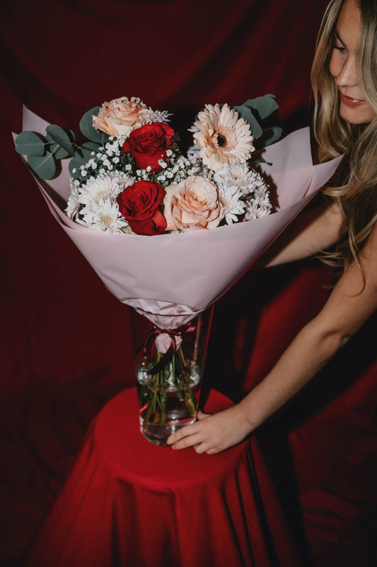 Bouquet de fleurs avec rose - choix du fleuriste - format à choisir