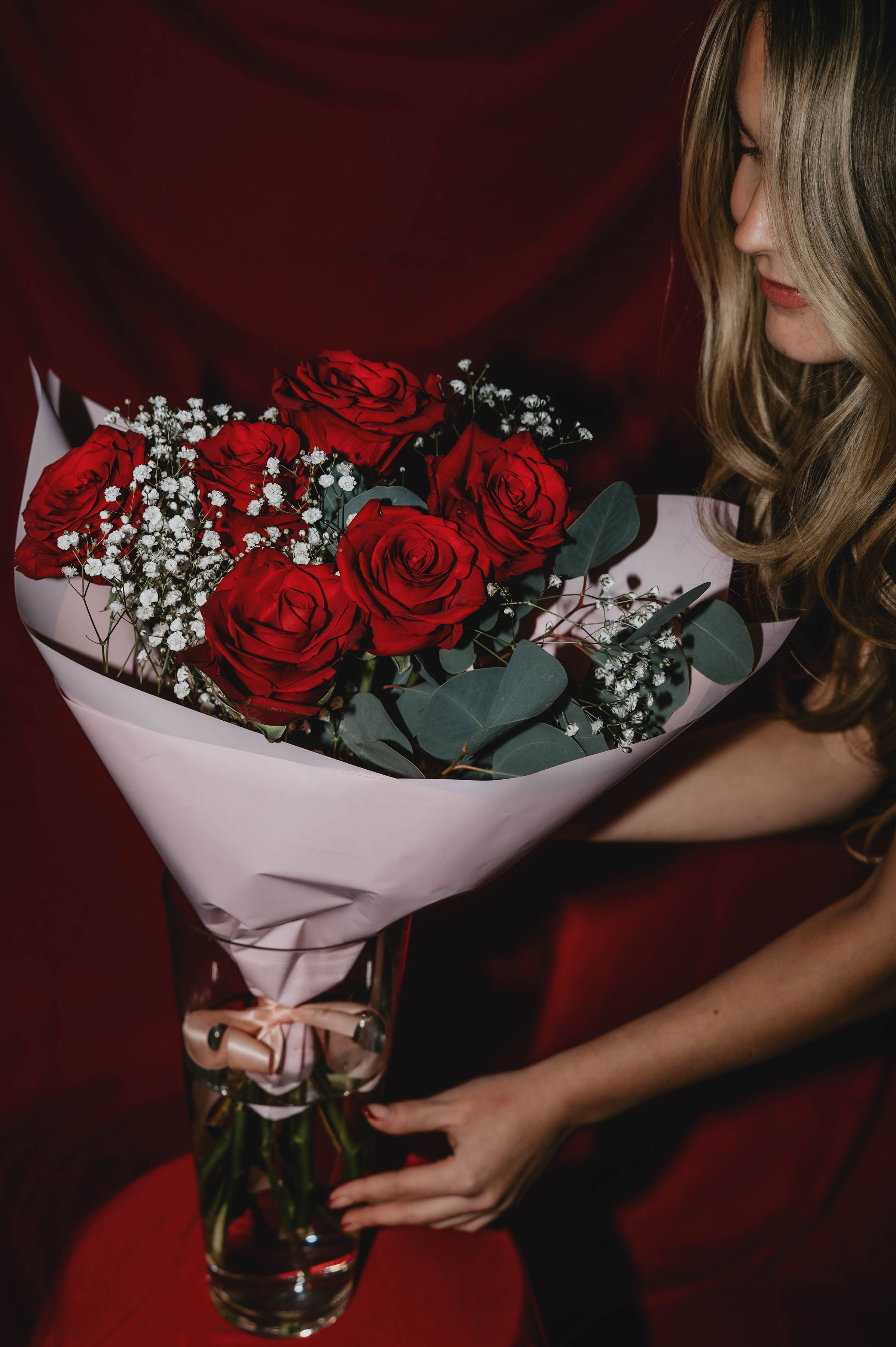 Bouquet de roses rouges - format à choisir – Vert Tige